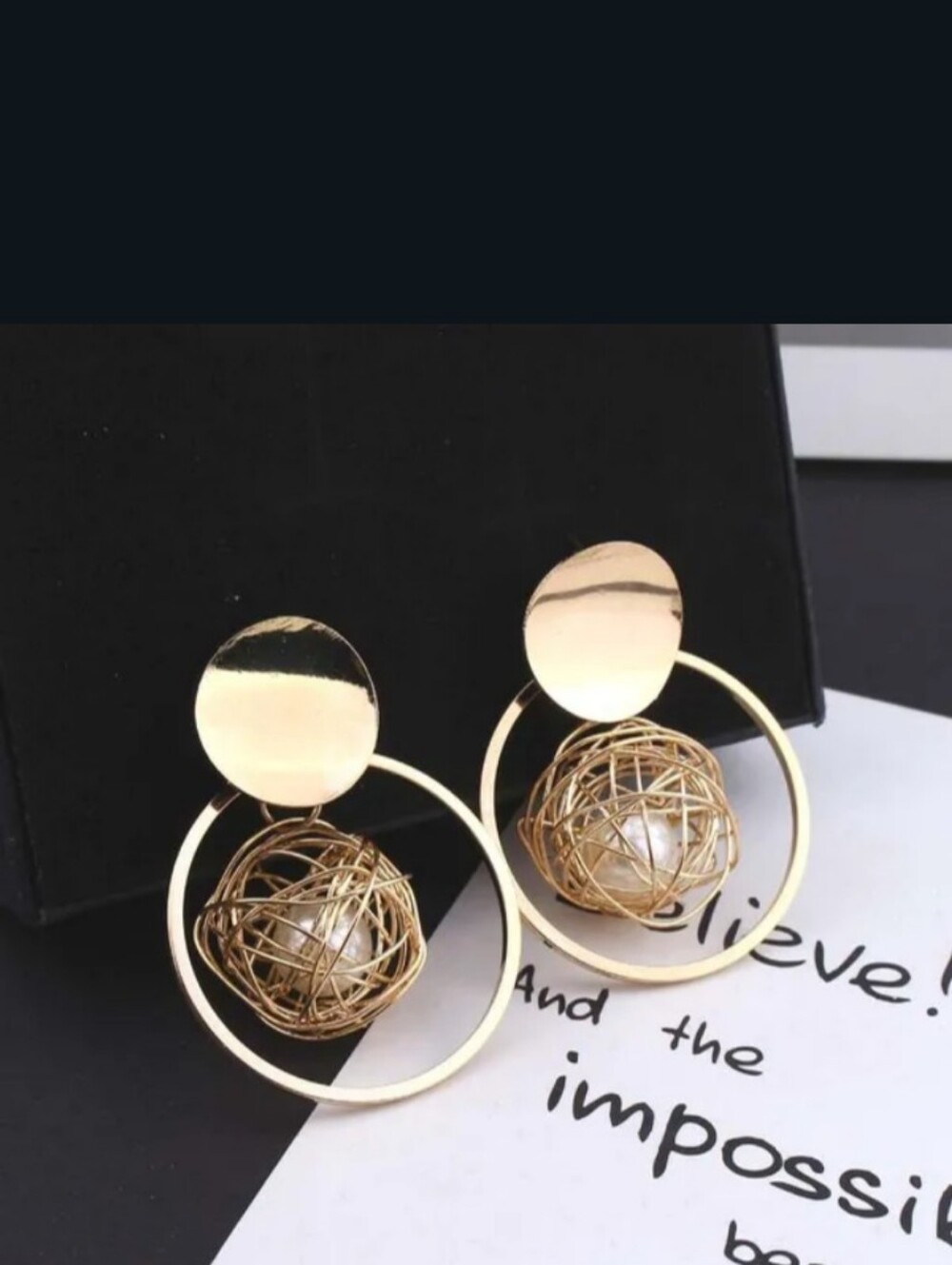 Gold Orb Hoop Drop Earrings